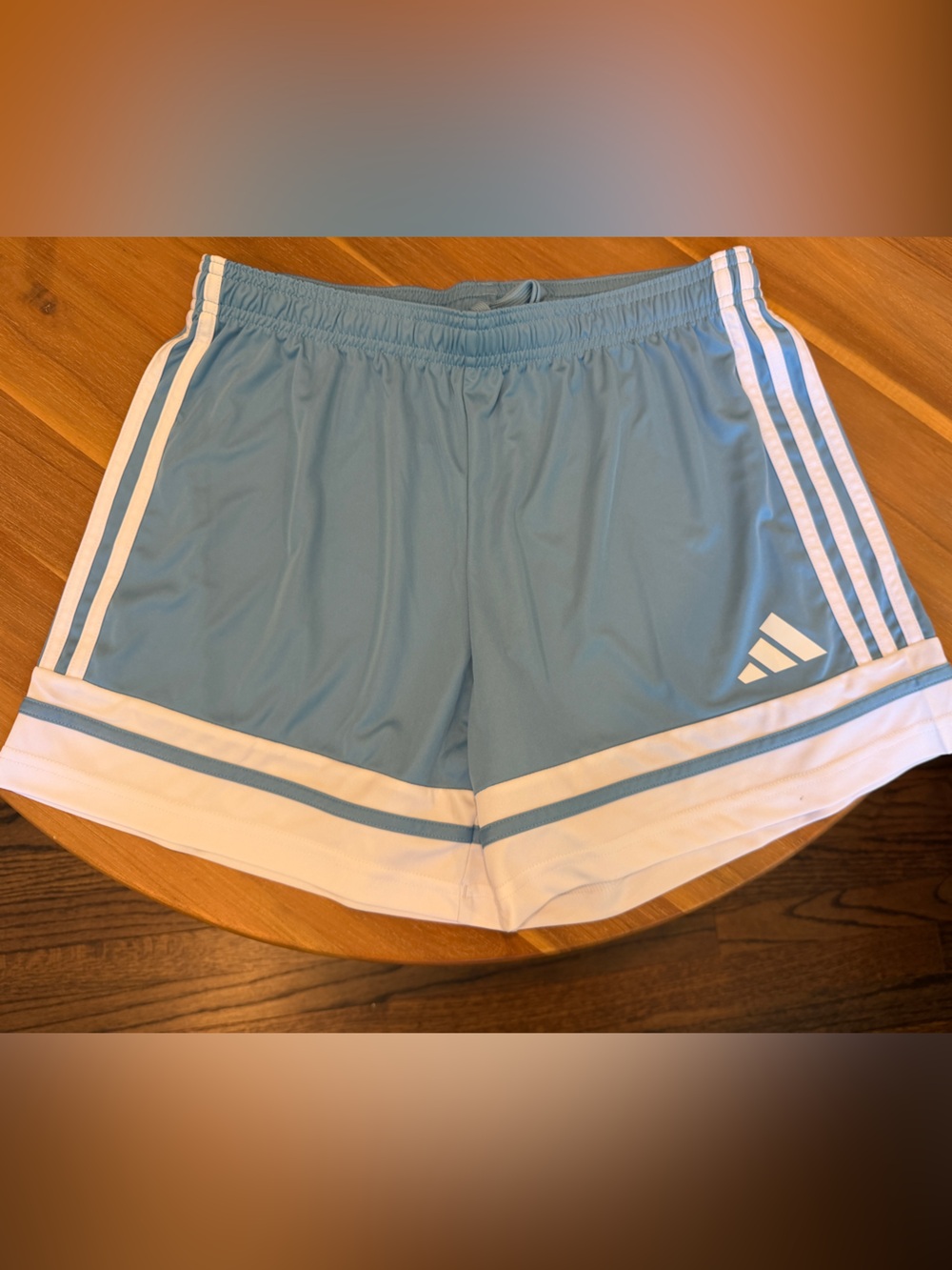 Adidas Light Blue Athletic Women's Shorts with White Trim